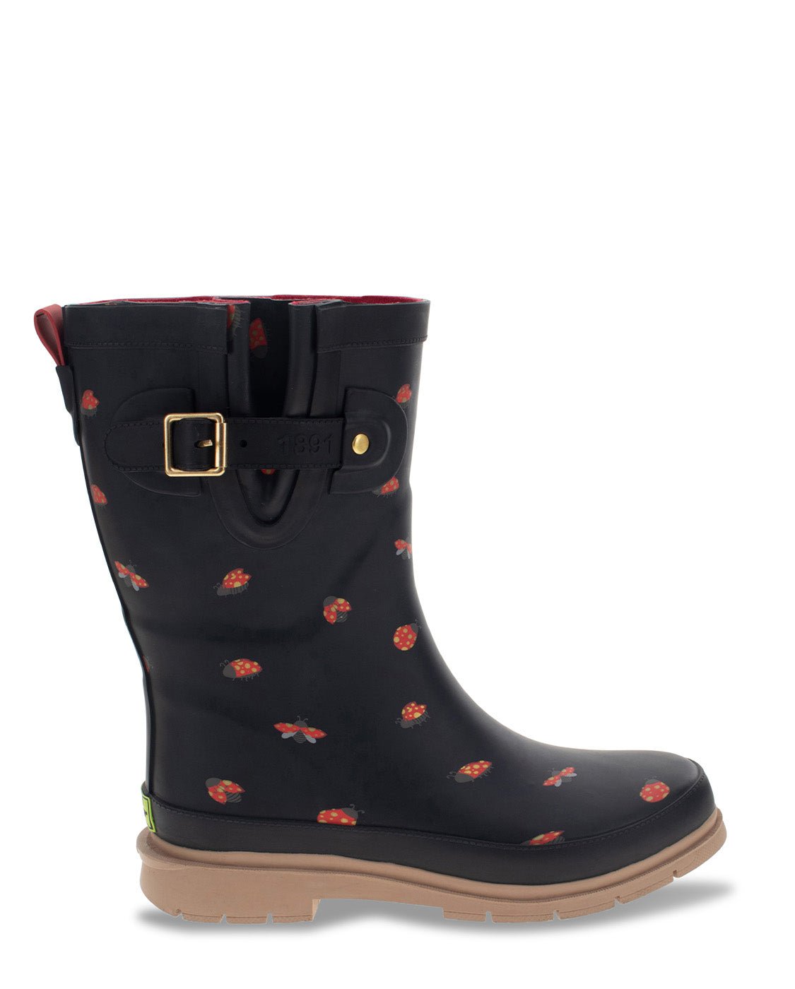 New! Women's Lucky Ladybug Mid Rain Boot - Black - Western Chief