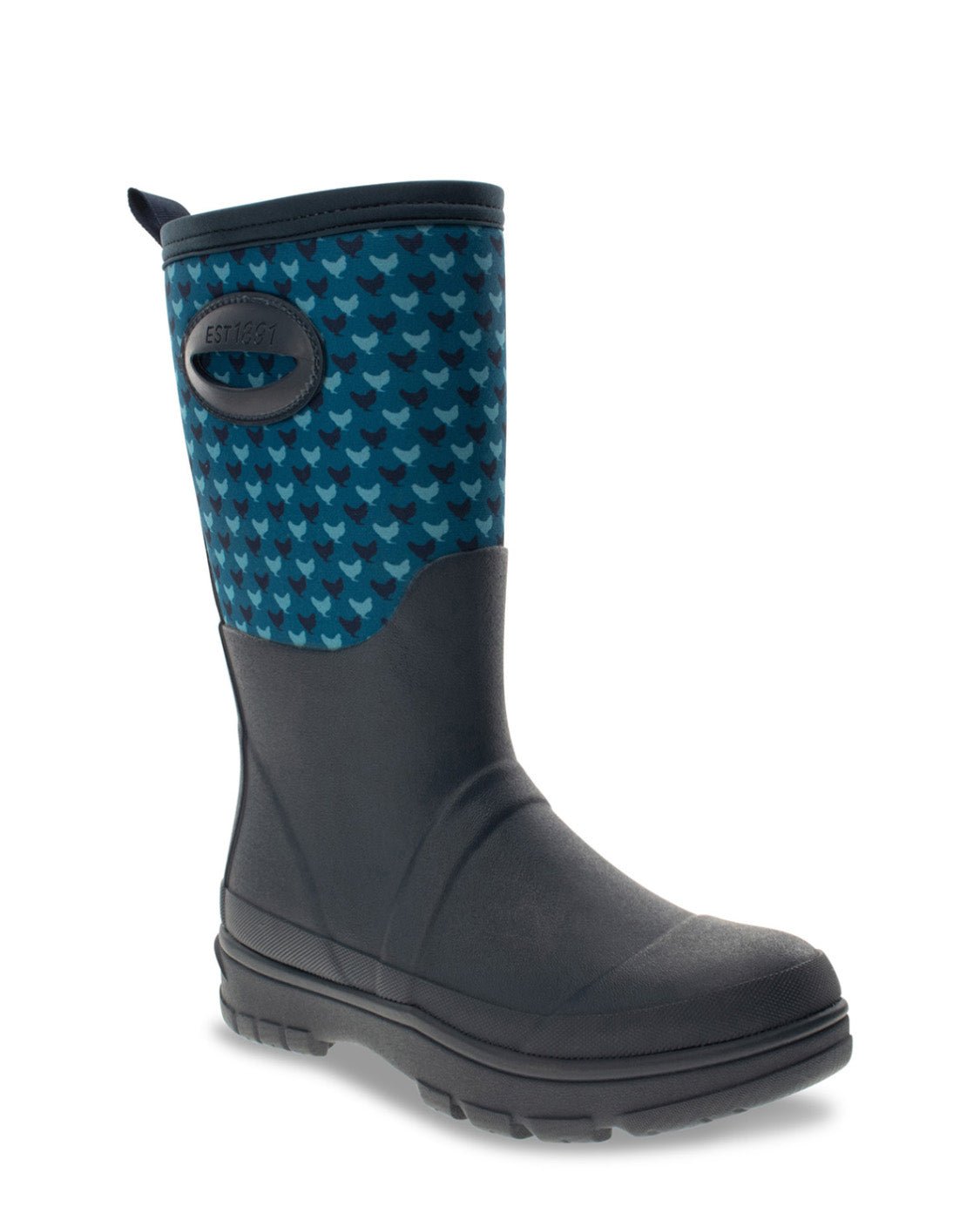 Women's Chicken Houndstooth Neoprene Mid Cold Weather Boot - Blue - Western Chief