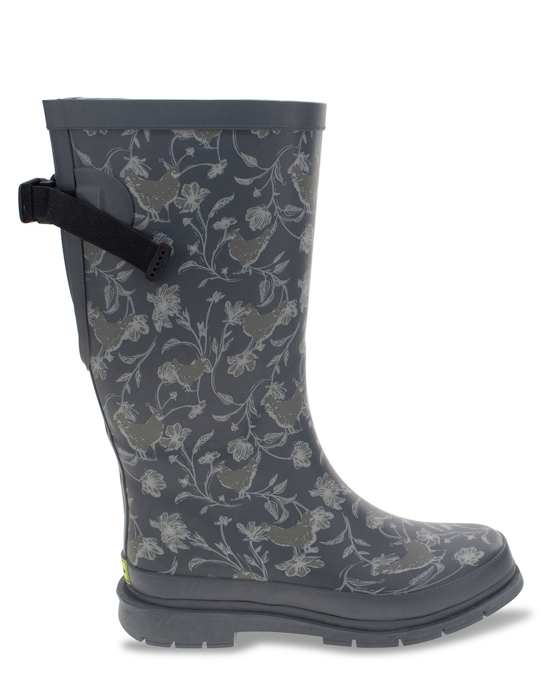 New! Women's Garden Chickens Wide Calf Tall Rain Boot - Gray - Western Chief