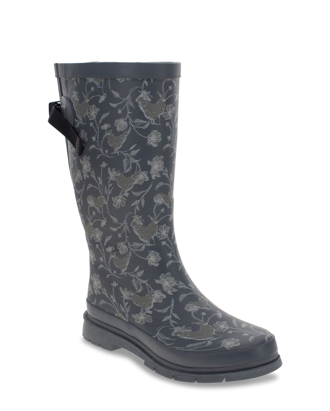 New! Women's Garden Chickens Wide Calf Tall Rain Boot - Gray - Western Chief