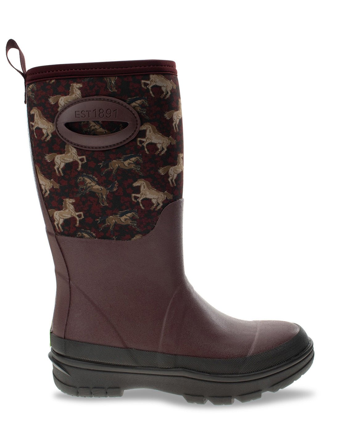 Women's Heritage Horses Neoprene Mid Cold Weather Boot - Burgundy - Western Chief