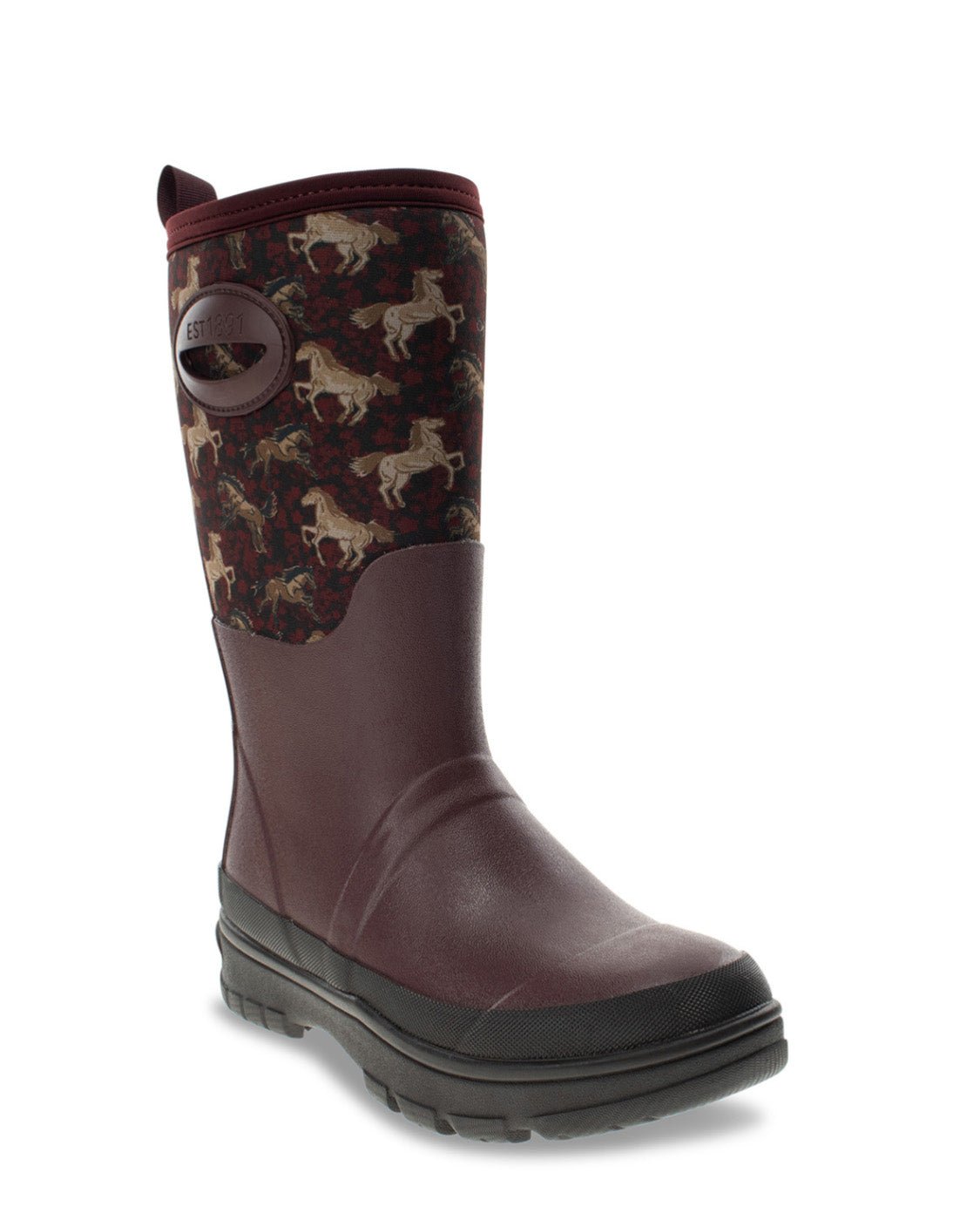 Women's Heritage Horses Neoprene Mid Cold Weather Boot - Burgundy - Western Chief