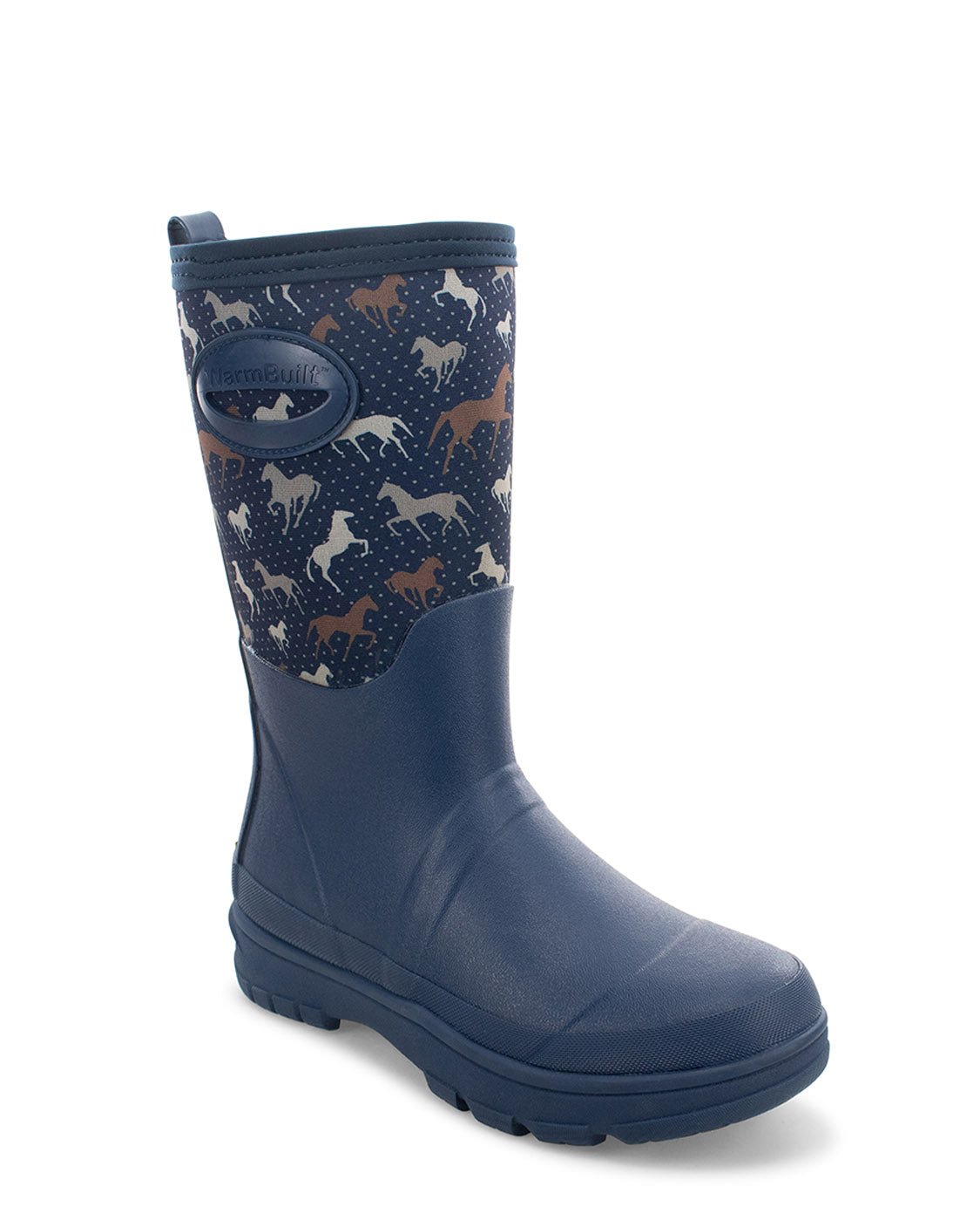 Women's Horse Neoprene Faux Fur Mid Cold Weather Boot - Navy - Western Chief