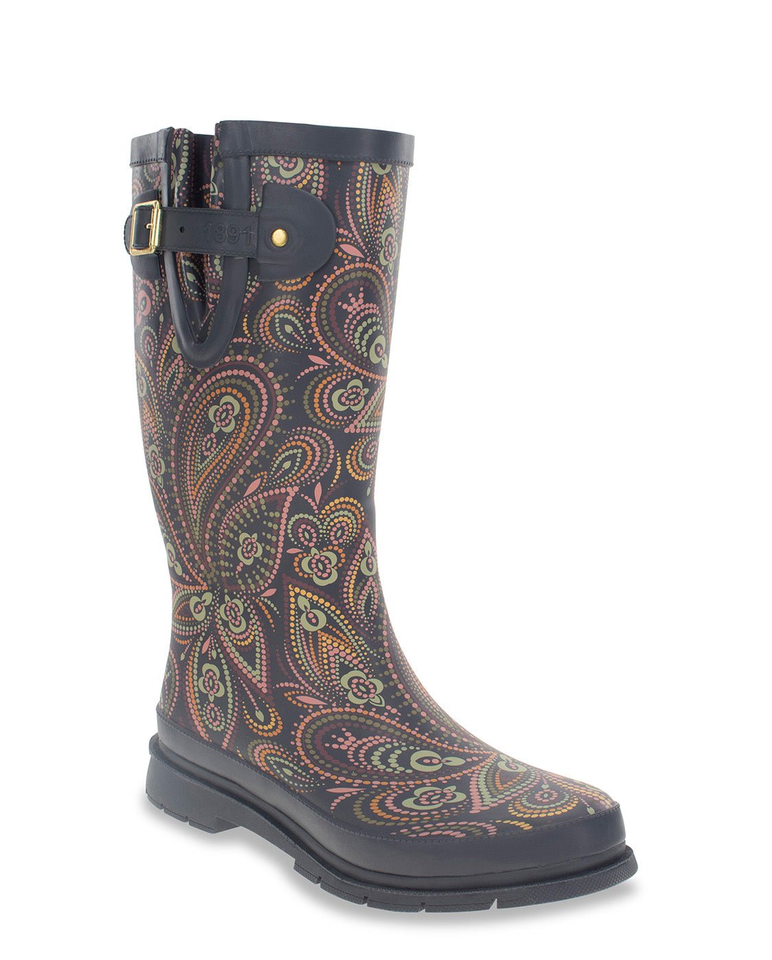 Women's Organic Paisley Tall Rain Boot - Charcoal - Western Chief