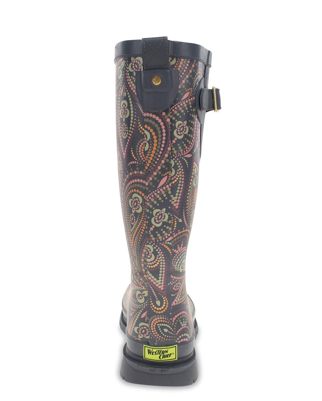 Women's Organic Paisley Tall Rain Boot - Charcoal - Western Chief