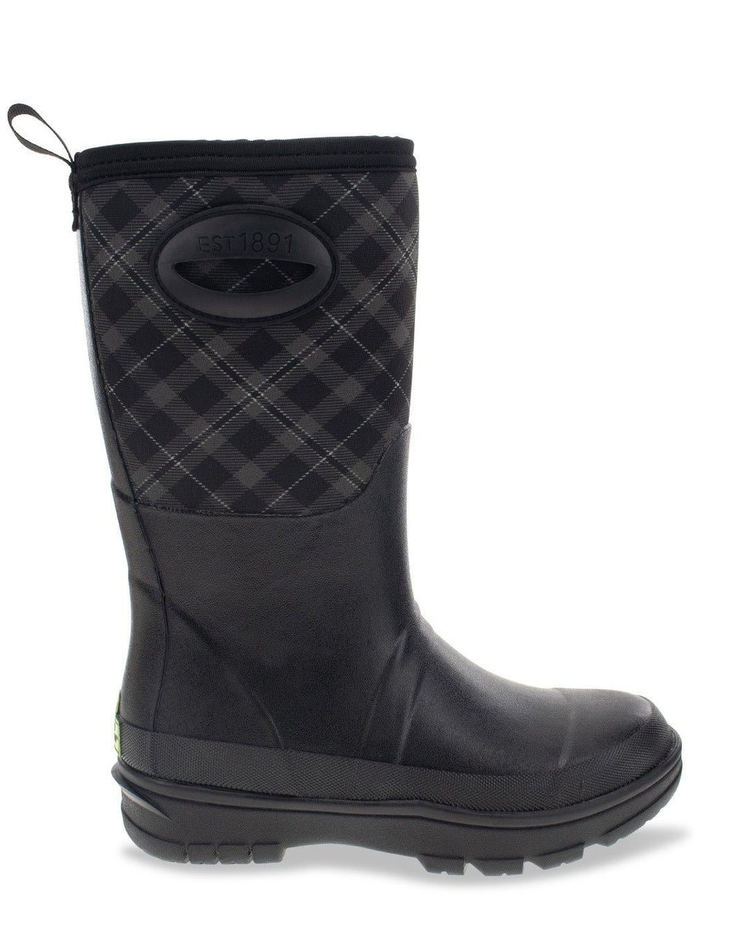 Women's Plaid Neoprene Mid Cold Weather Boot - Black - Western Chief