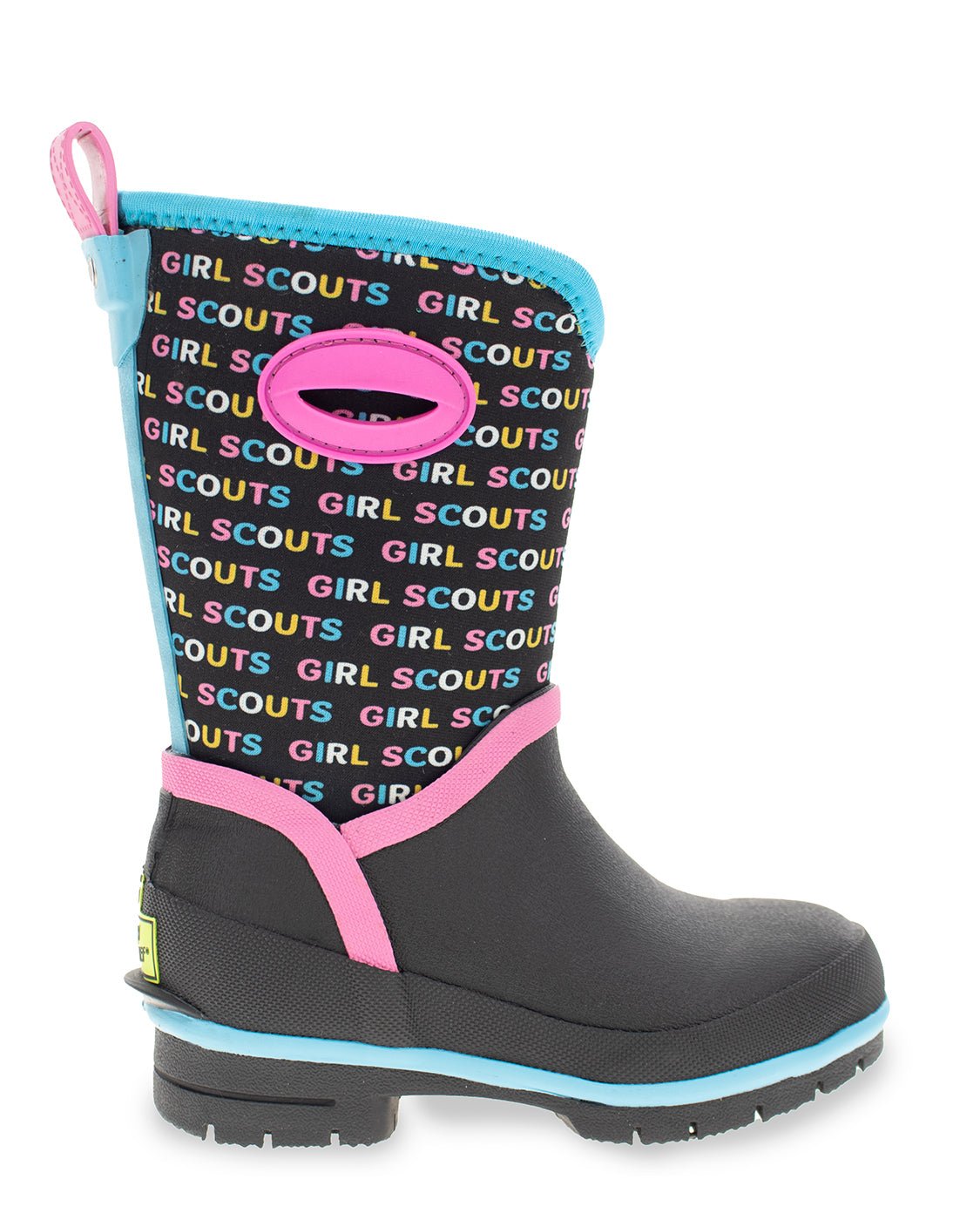 Kids Girl Scouts Neon Neoprene Cold Weather Boot - Black - Western Chief