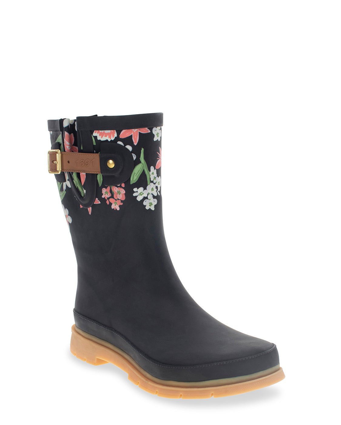 Women's Brushed Petals Mid Rain Boot - Black - Western Chief