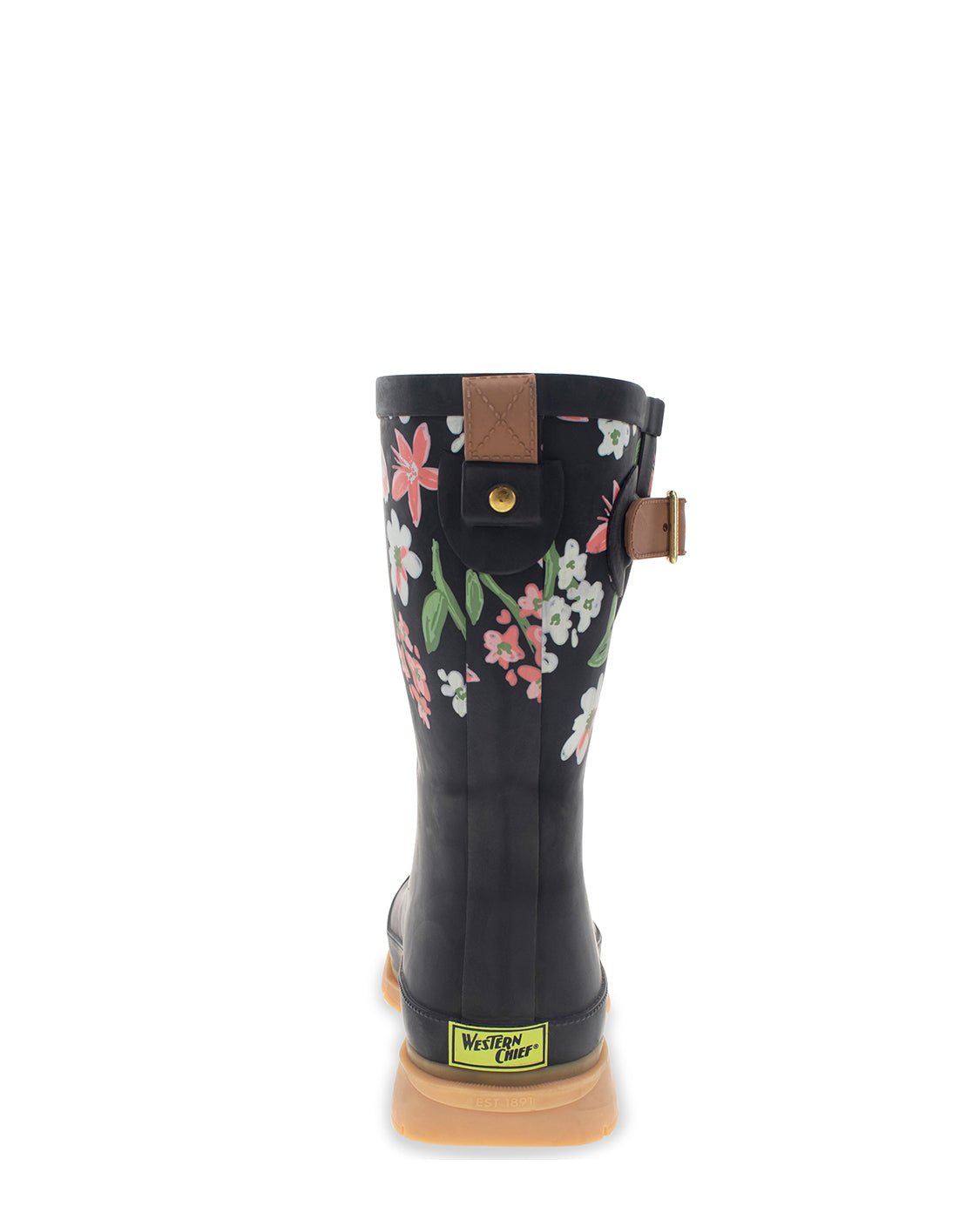 Women's Brushed Petals Mid Rain Boot - Black - Western Chief