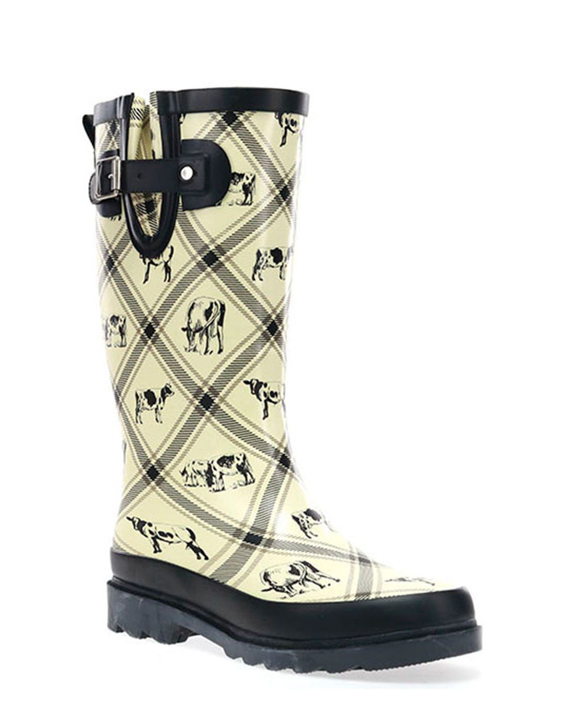 Womens cow print deals rain boots